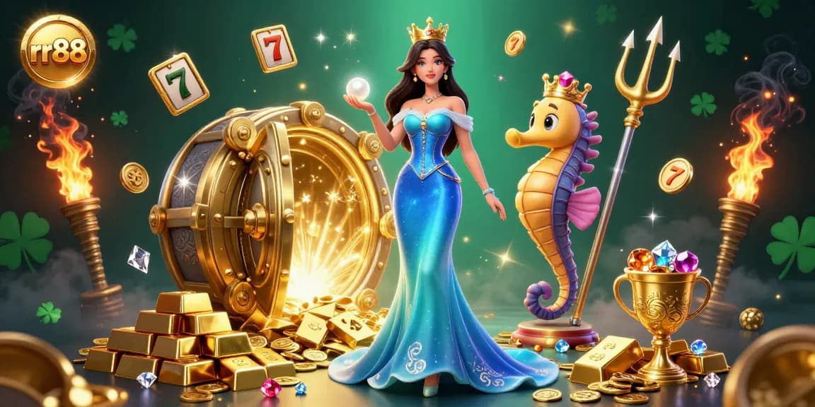 Experience thrilling action with rr88 at its vibrant online casino, featuring dynamic slot reels and ocean-themed treasures.