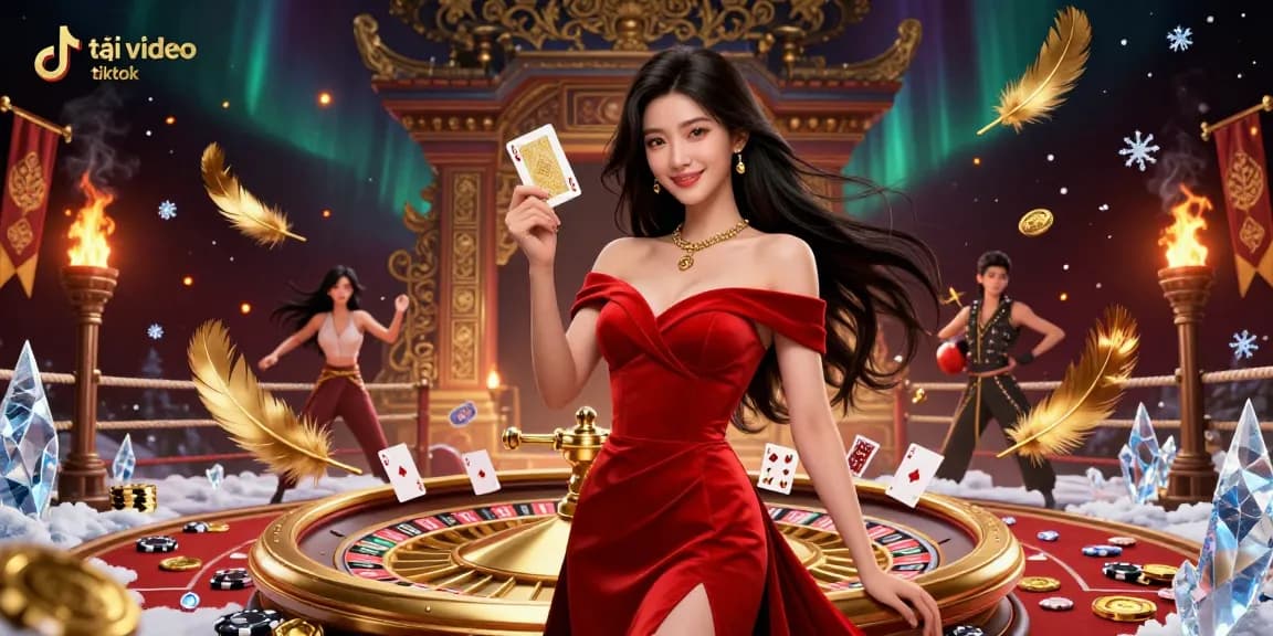 Download TikTok videos effortlessly with tải video tiktok using this stunning illustration of a woman beside a golden roulette wheel.