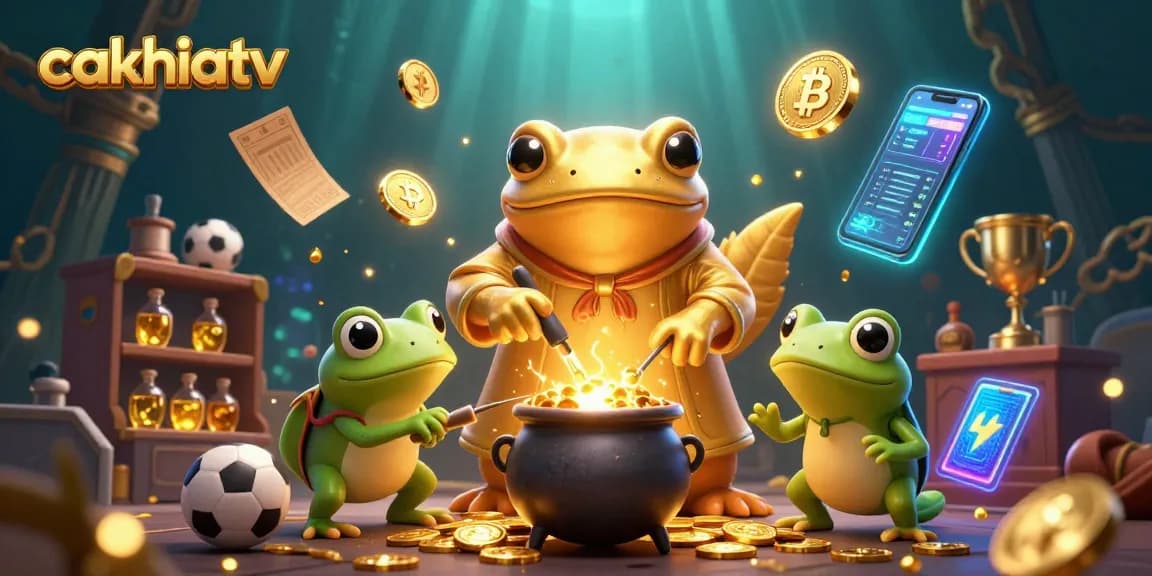 Cakhiatv turns sports betting into gold with a vibrant fantasy scene featuring a golden salamander alchemist.