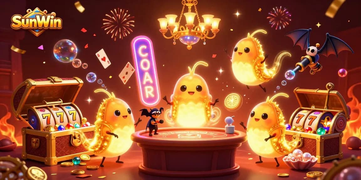 Experience the thrilling action of SunWin's casino games with glowing elements lighting up the scene.