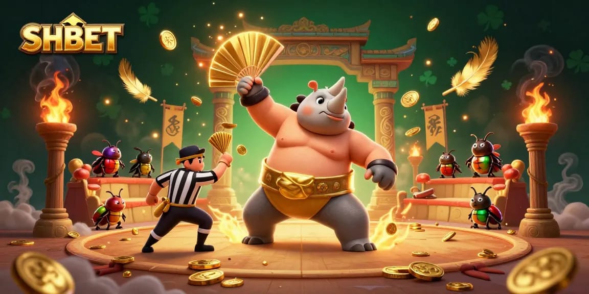 Experience the excitement of SHBET with our dynamic 3D casino illustration featuring a beetle champion.
