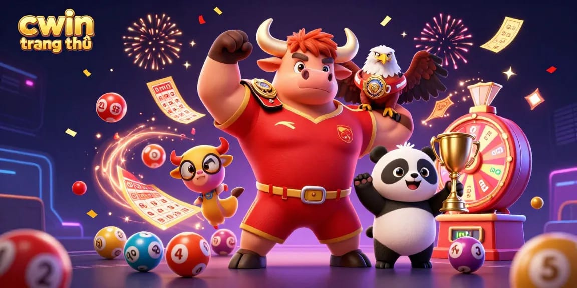 Engage with exciting games at cwin trang chủ while celebrating a victory among casino elements.