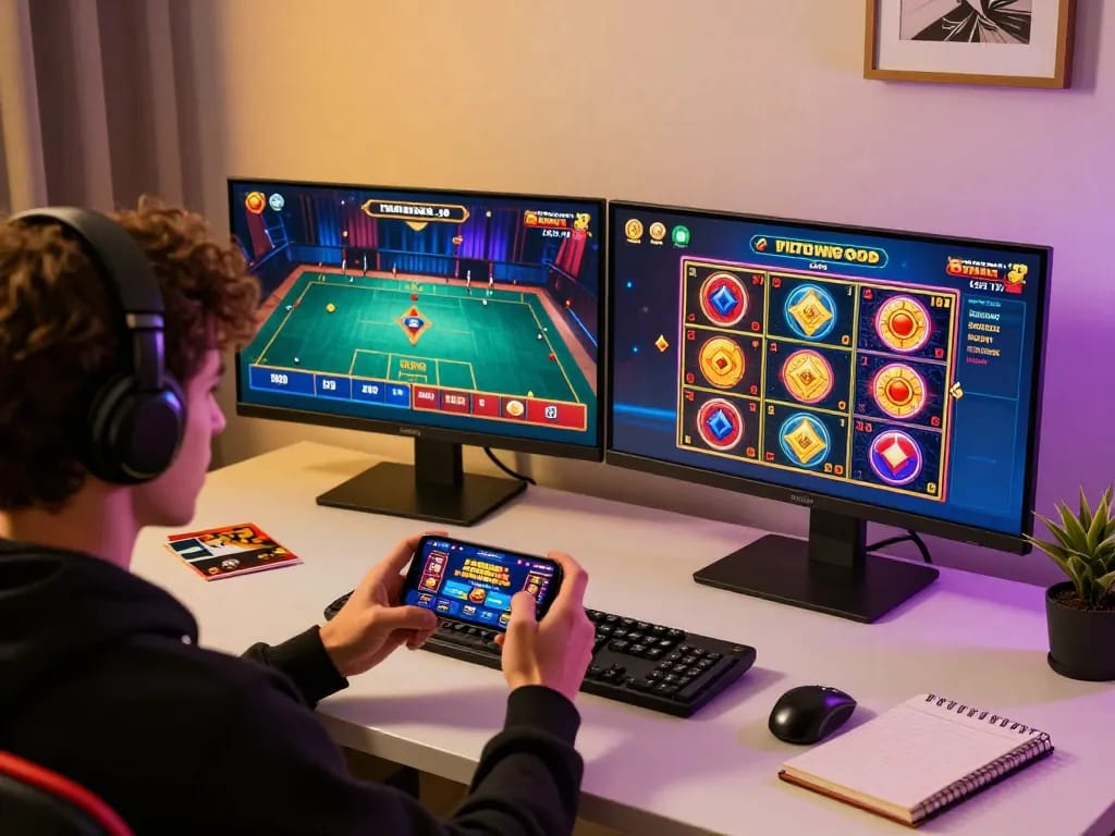 Experience top-tier gaming at QQ88 with a vivid mobile setup showing exciting casino game options.