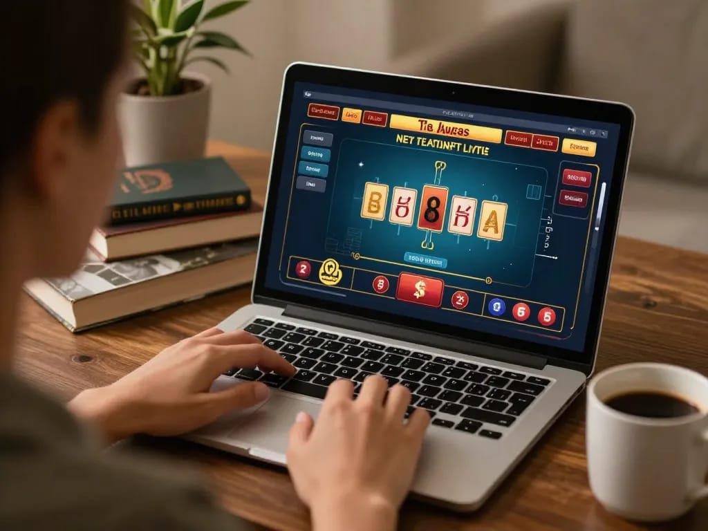 F168 user engaging in live dealer baccarat game on laptop in stylish home setup
