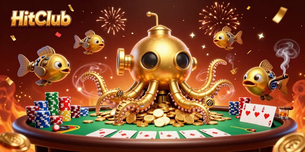 HitClub players enjoy winning strategies in a vibrant casino scene filled with excitement.