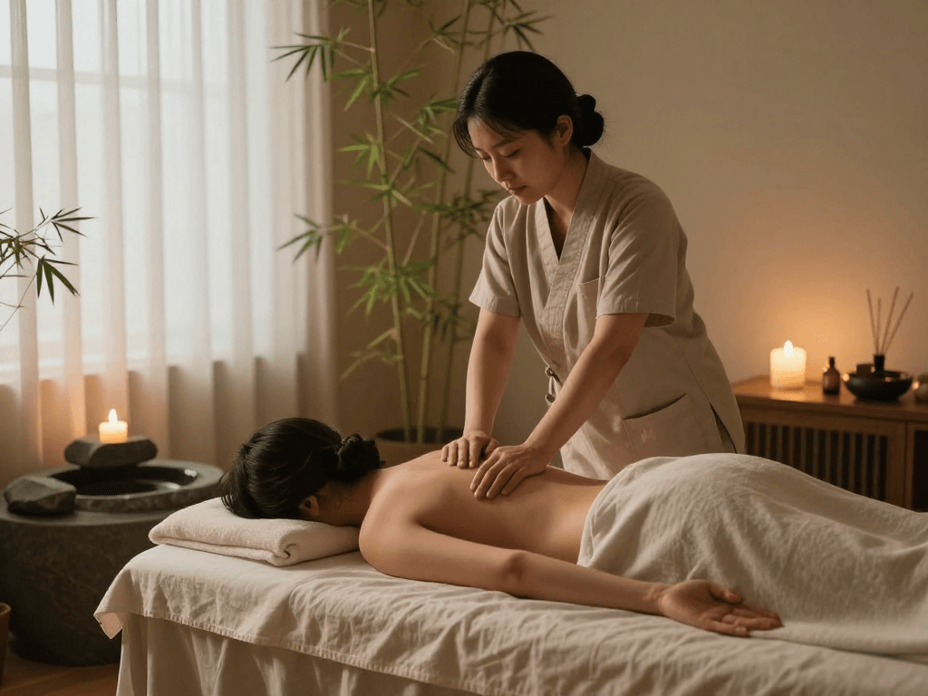 Relaxing 서울출장안마 in a serene spa setting with soothing atmosphere.