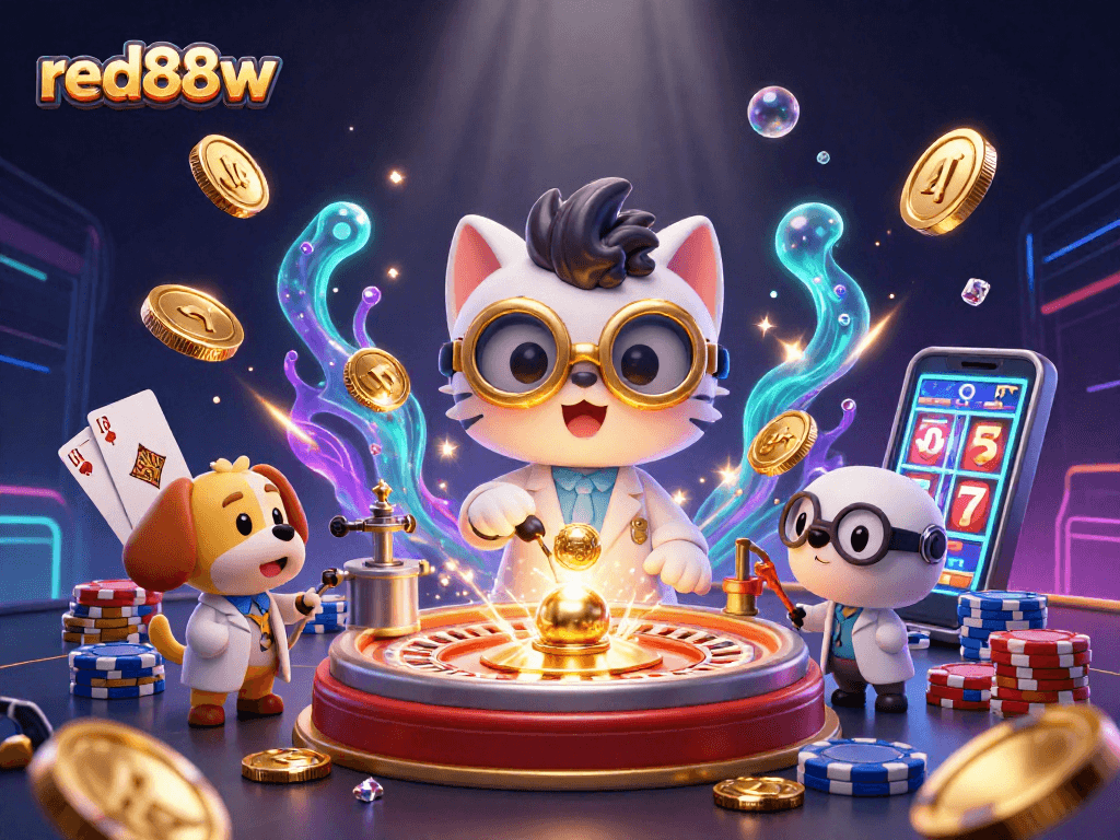 Experience thrilling gameplay with red88w's captivating casino scene featuring vivid characters and rich dynamic elements.