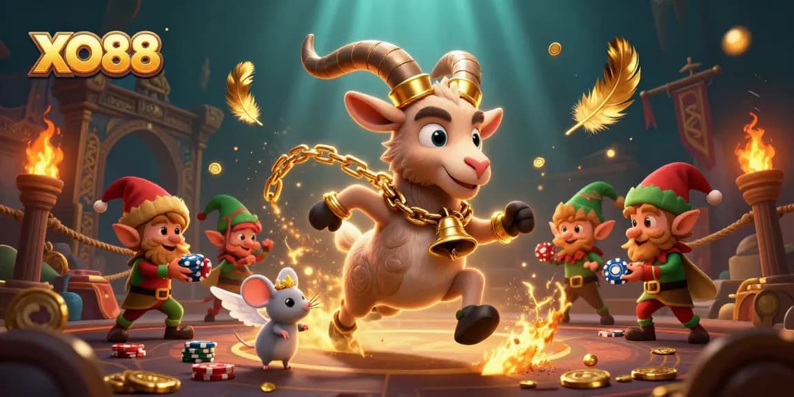 Engage with thrilling casino action at XO88 where festive characters enliven the gaming experience.