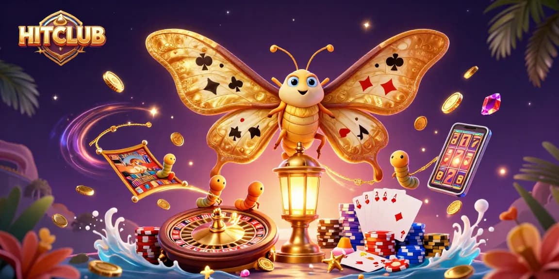 Engage with HITCLUB through thrilling gameplay in this vibrant casino-inspired digital illustration.