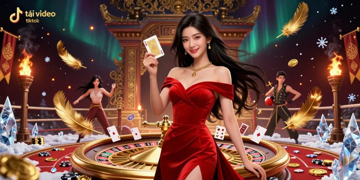 Download TikTok videos effortlessly with tải video tiktok using this stunning illustration of a woman beside a golden roulette wheel.