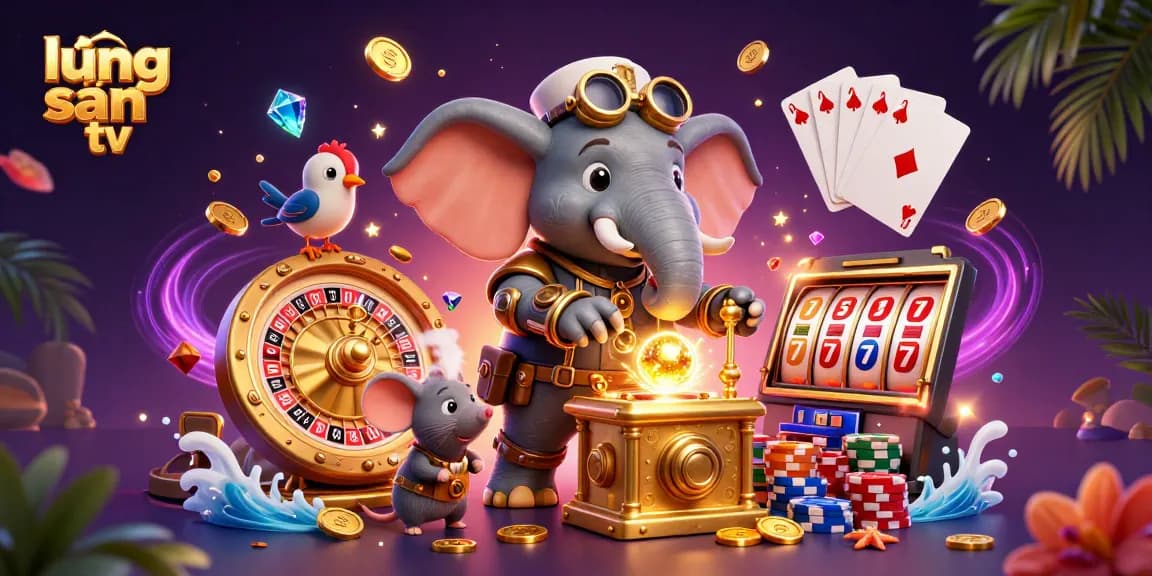 Experience thrilling gaming at lương sơn tv with an exciting 3D casino scene featuring colorful elements.