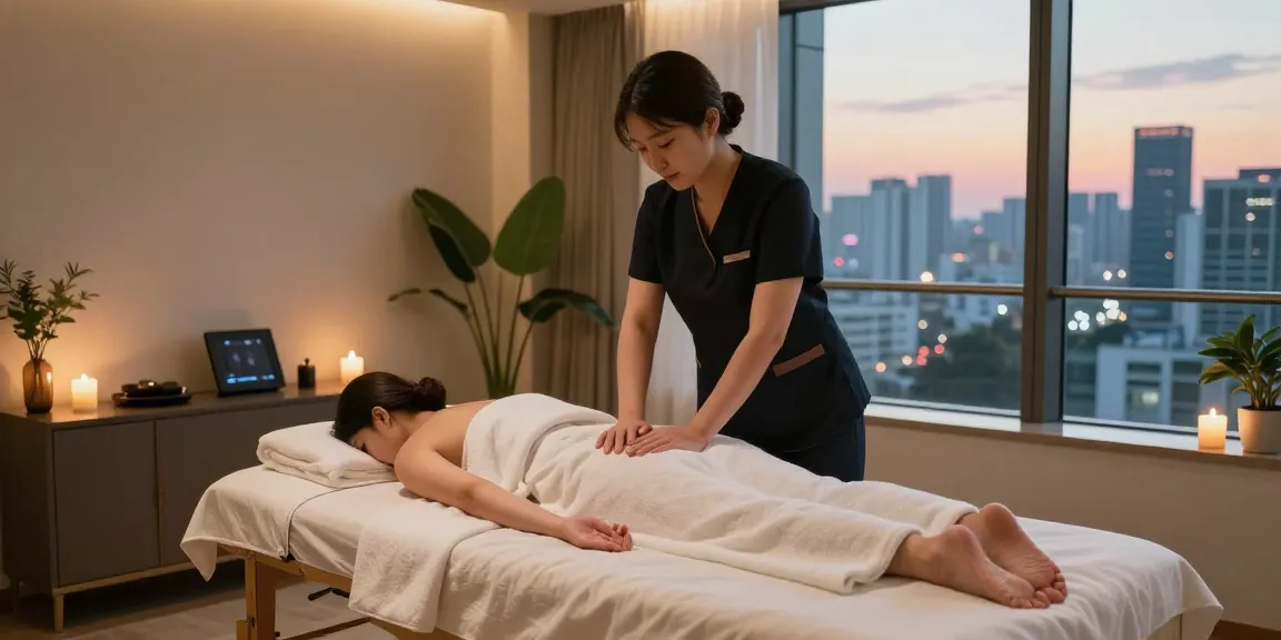 강남러시아출장 전문 마사지사와 편안한 마사지 환경을 강조한 이미지.