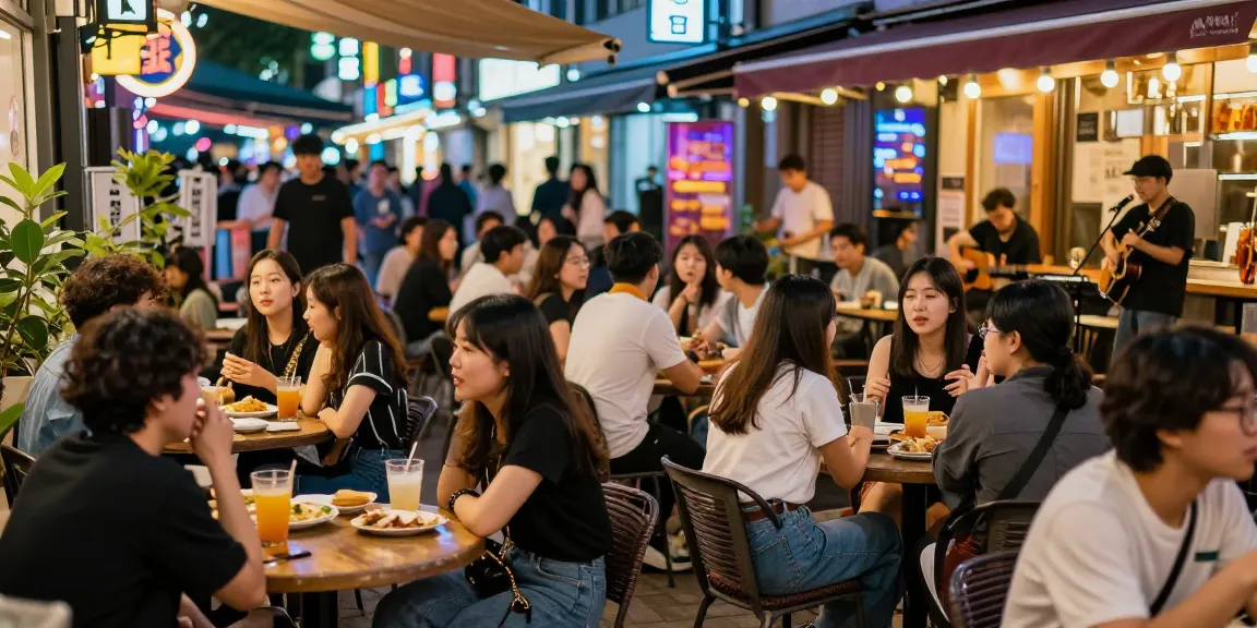 하루이야기: 강남의 밤문화와 소통이 어우러진 활기찬 풍경