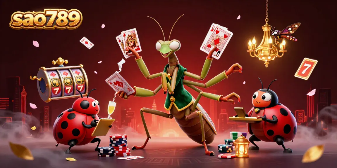 Experience the captivating energy of sao789's online casino scene, featuring dynamic characters and vibrant game elements.