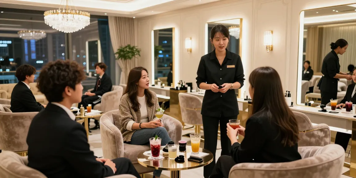 강남 구구단의 고급스러운 분위기와 맞춤형 서비스 경험을 보여주는 장면