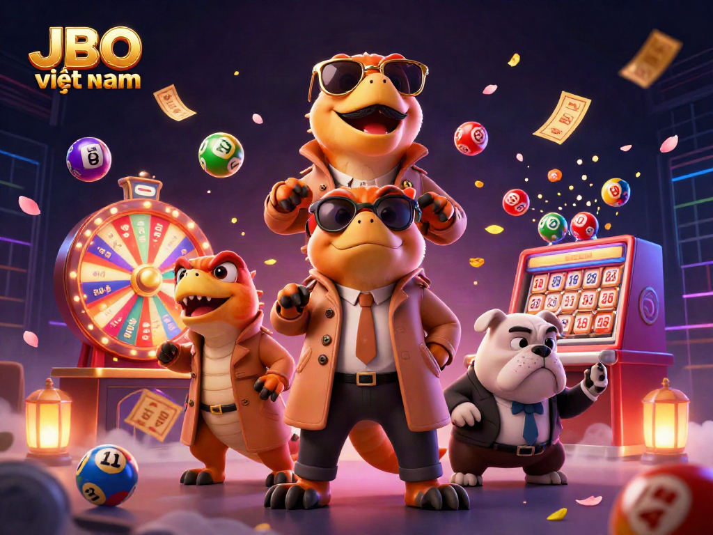 Experience JBO việt nam in a vibrant casino scene with raptors sneaking into a lounge.