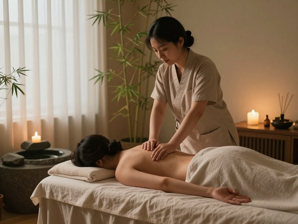 Relaxing 서울출장안마 in a serene spa setting with soothing atmosphere.