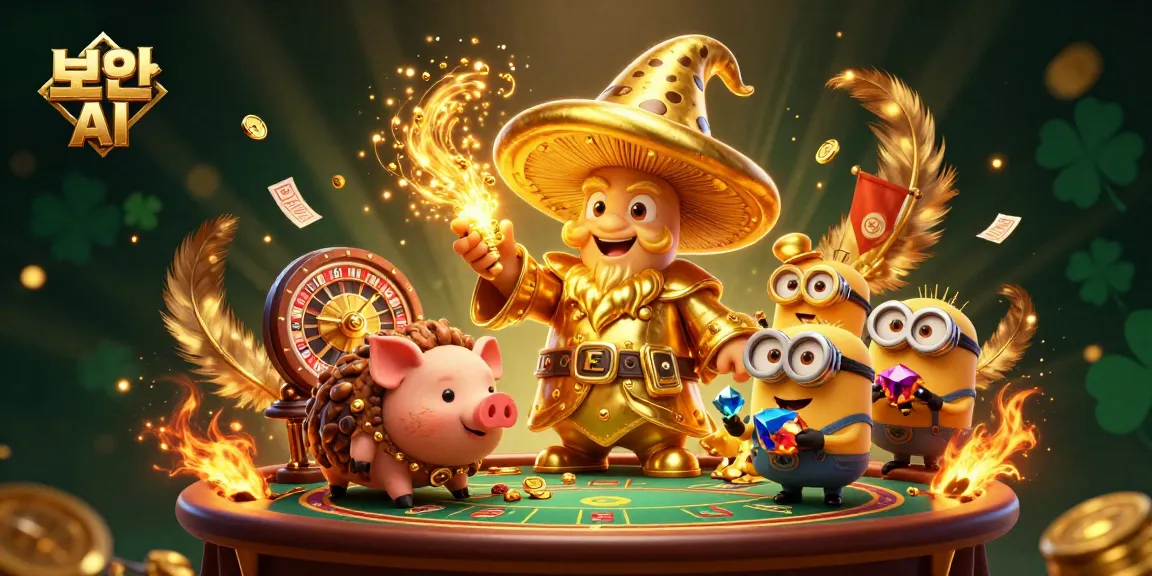 Engage with 보안 AI in an immersive casino scene featuring a magical wizard and treasure-hunting pig.