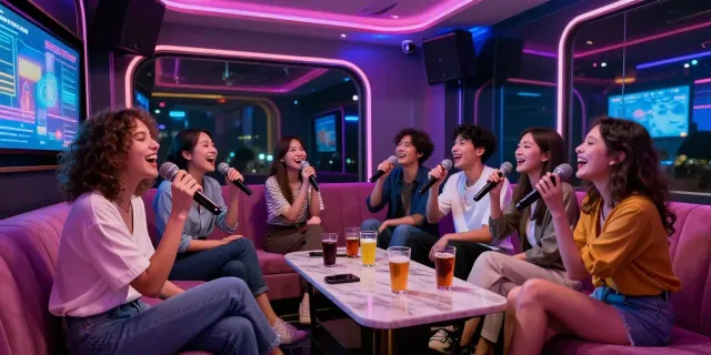 강남도파민에서 친구들과 함께 노래를 부르며 즐거운 시간을 보내는 모습