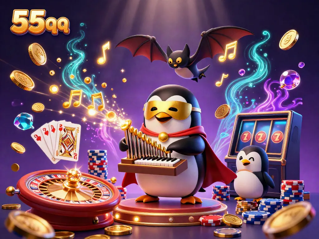 Experience thrilling gameplay with 55 qq, featuring a penguin playing the organ that releases golden coins.