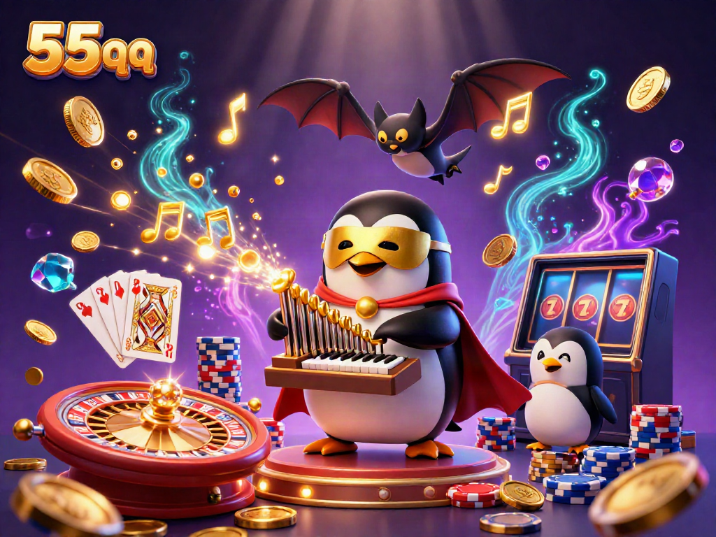 Experience thrilling gameplay with 55 qq, featuring a penguin playing the organ that releases golden coins.