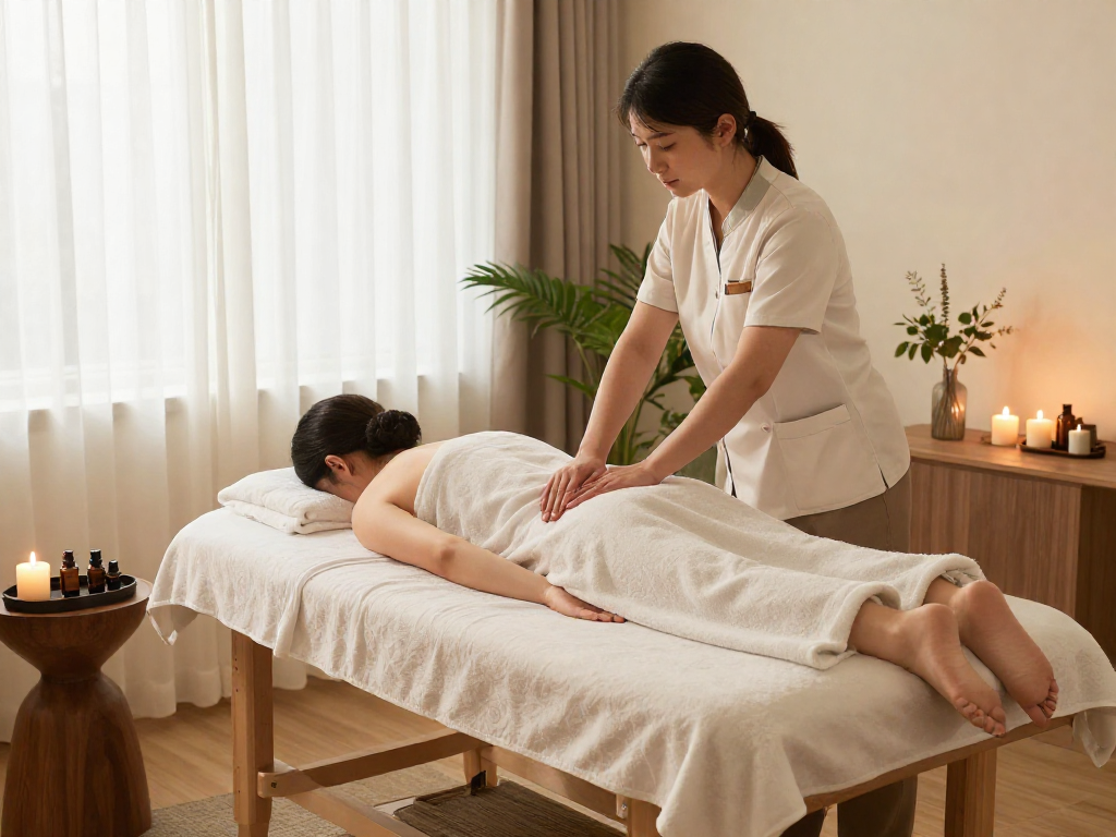 Experience 용산출장마사지 in a luxurious home massage setup showcasing a skilled therapist.
