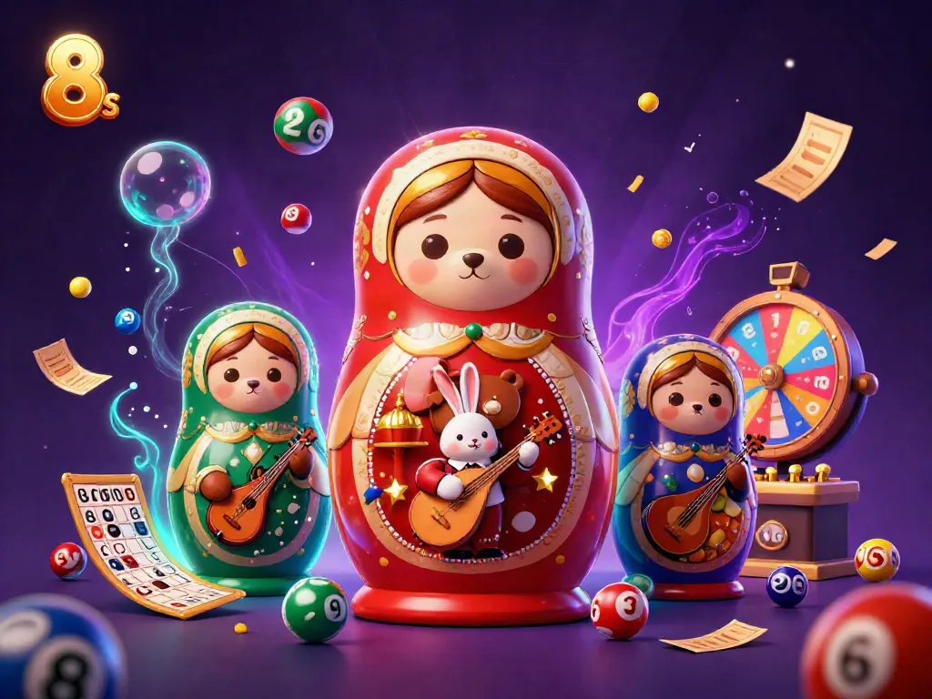 Experience thrilling lotto excitement with 8 S in this vibrant 3D gambling art featuring colorful lottery elements.