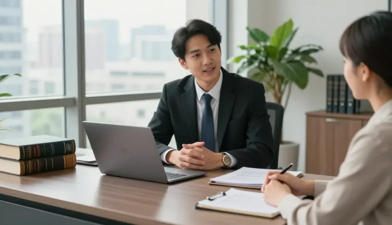 J.K. Chaudhary & Associates legal consultation showing my review here as clients discuss their case with a professional lawyer.